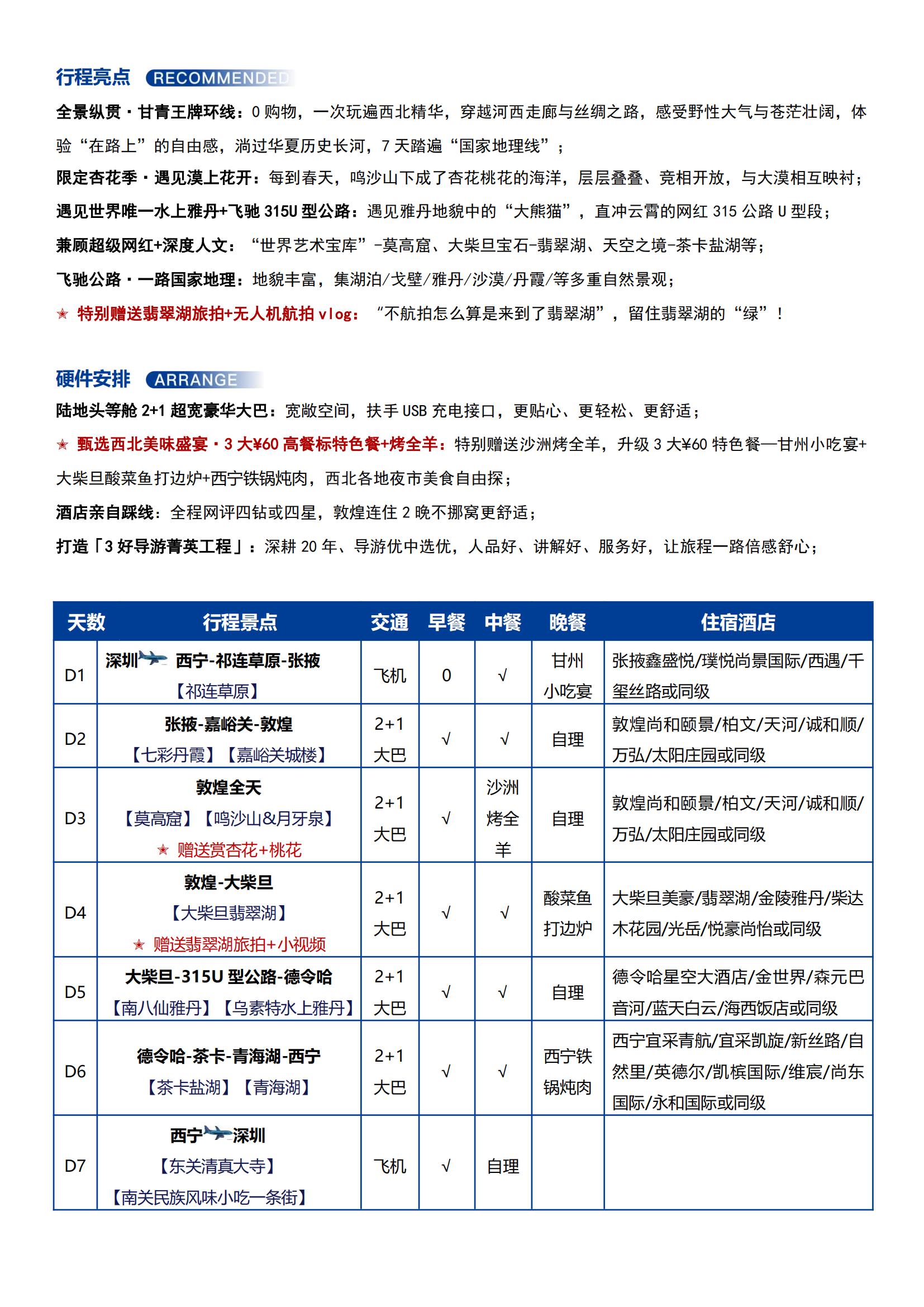 3月H7S線【春晴杏語  野性大青甘雙飛7日】0購物 · 2+1大巴 · 全程四鉆或四星 · 3大60特色餐+烤全羊 ·