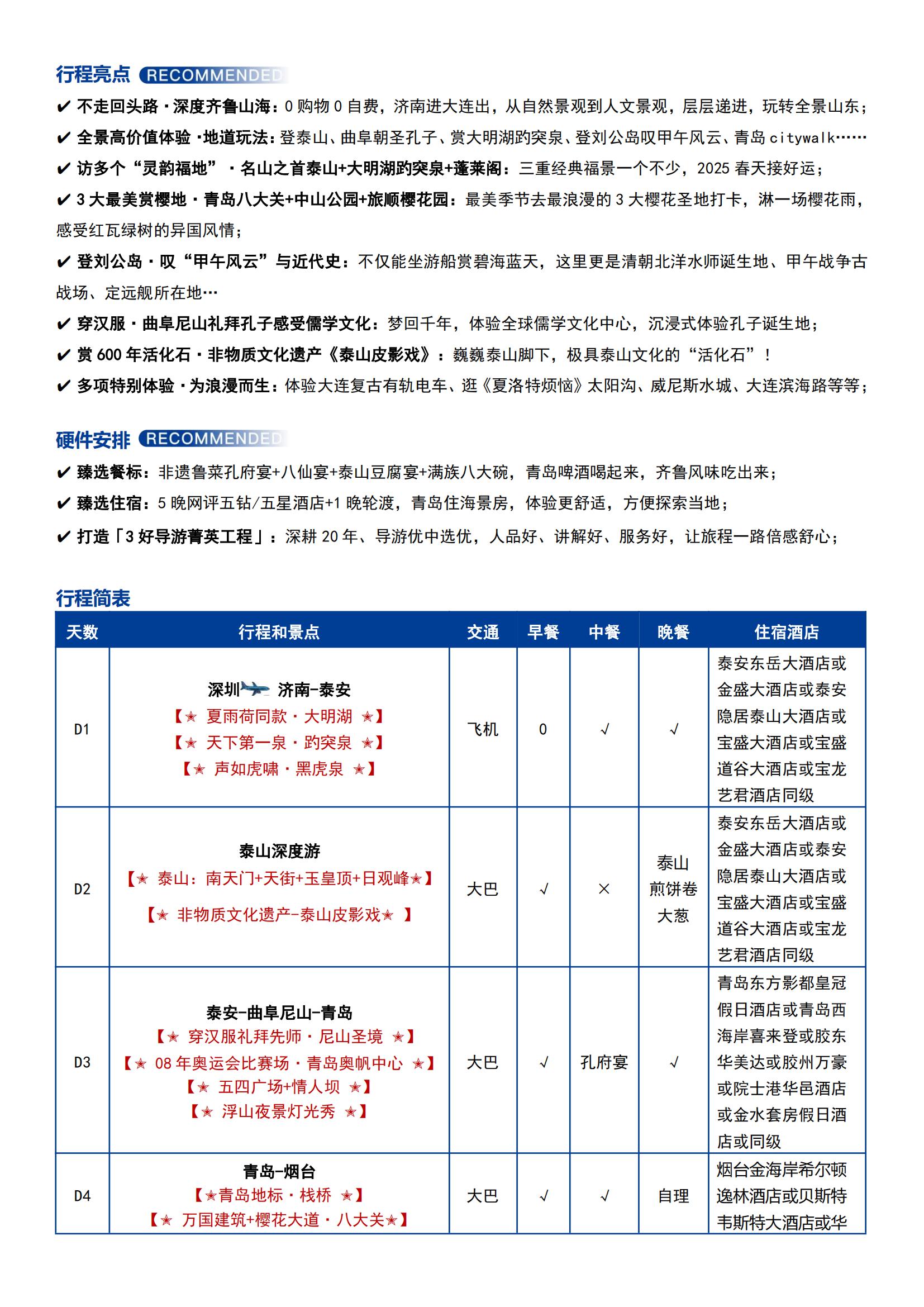 D線（濟南進大連出）【花漫齊魯 春韻山東大連雙飛7日】0購物0自費+5晚五鉆+穿漢服+吃魯菜+登劉公島+旅順口 · 多重